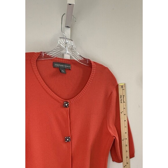 Josephine Chaus Coral Knit Cardigan XL Half Sleeve Beaded Button Sweater Top - Picture 8 of 10